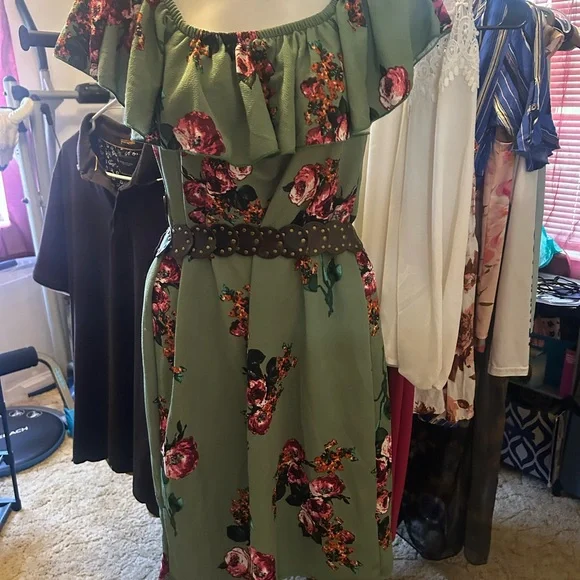Piphany Green Floral Ruffle Dress BNWT - Picture 2 of 6